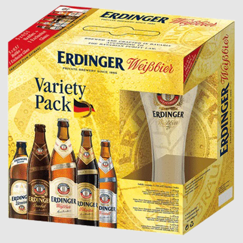 Erdinger Variety Pack, 5 Bottles + Glass