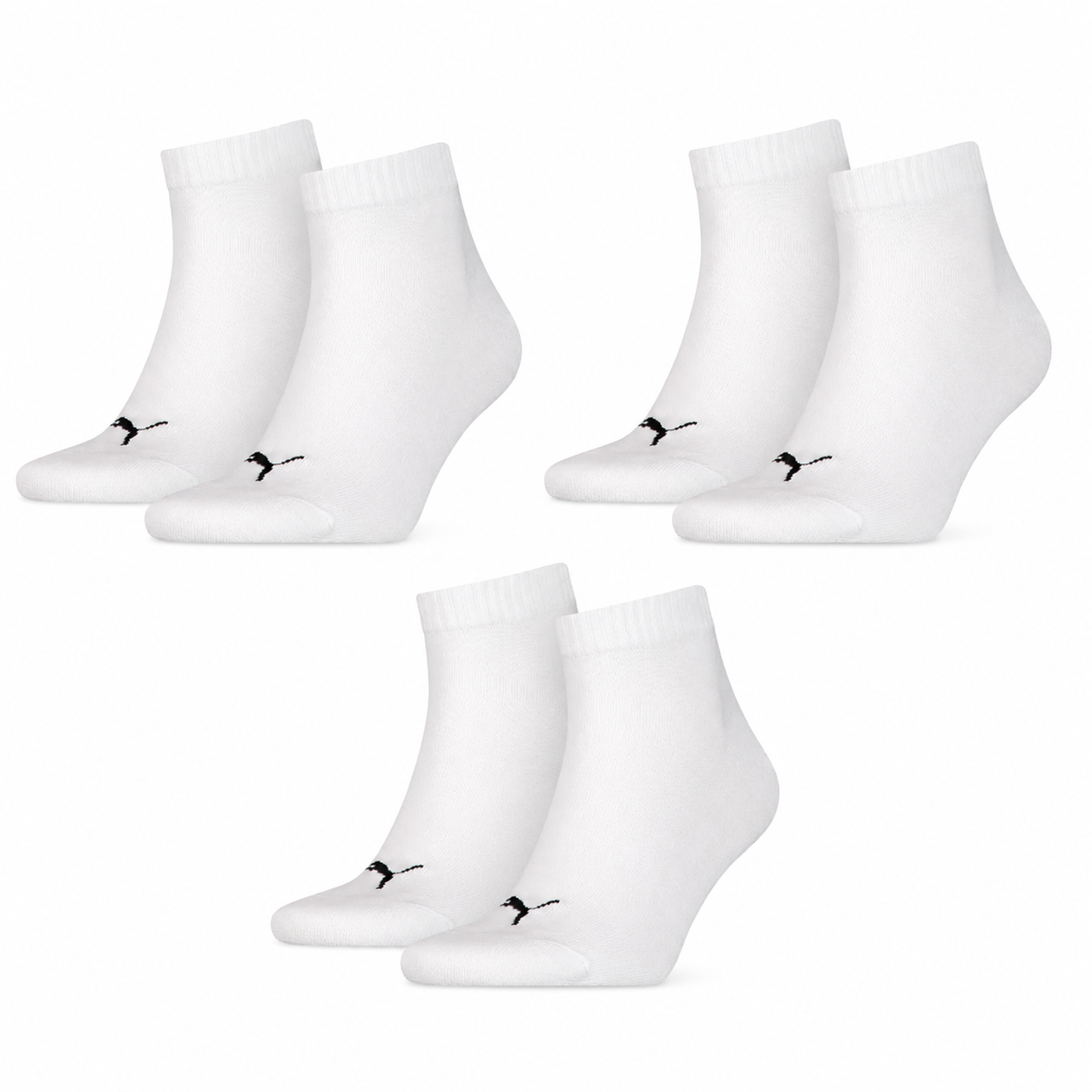 Puma Quarter Plain Socks, 3-Pack, Unisex